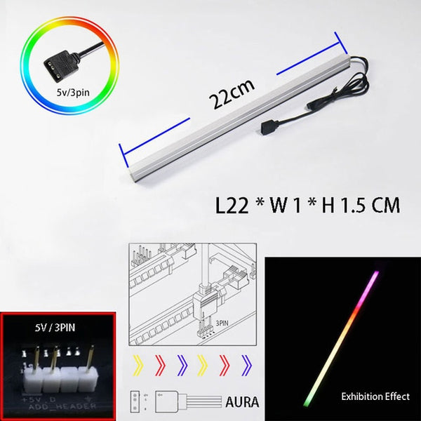 Magnetic Computer 5V/3PIN Aluminum R505 Light Strip