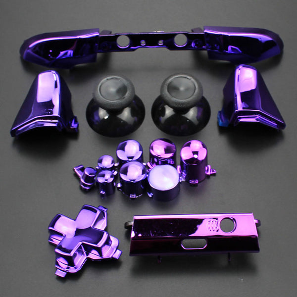 YuXi For Xbox One S Replacement Full Chrome Buttons Kit ABXY Trigger analog stick Parts for Xbox One Slim