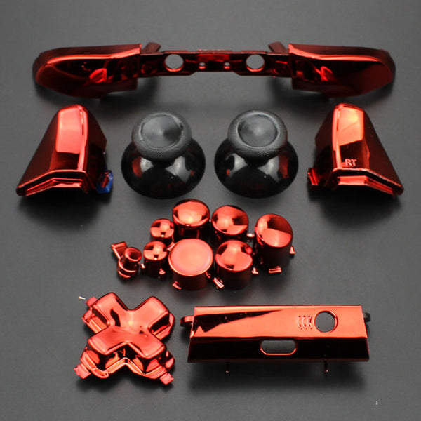 YuXi For Xbox One S Replacement Full Chrome Buttons Kit ABXY Trigger analog stick Parts for Xbox One Slim