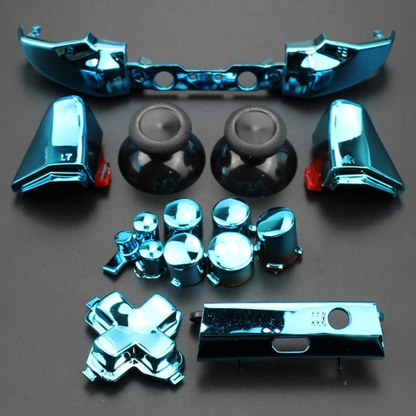 YuXi For Xbox One S Replacement Full Chrome Buttons Kit ABXY Trigger analog stick Parts for Xbox One Slim