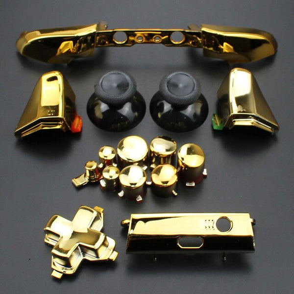 YuXi For Xbox One S Replacement Full Chrome Buttons Kit ABXY Trigger analog stick Parts for Xbox One Slim