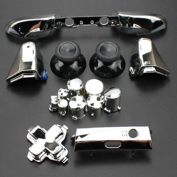YuXi For Xbox One S Replacement Full Chrome Buttons Kit ABXY Trigger analog stick Parts for Xbox One Slim