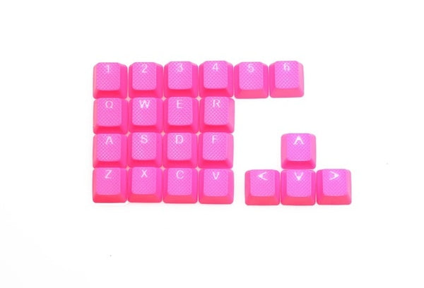 taihao Rubber Gaming Keycap Set Rubberized Doubleshot Cherry MX OEM Profile 22 key magenta purple Neon Green Yellow Light Blue