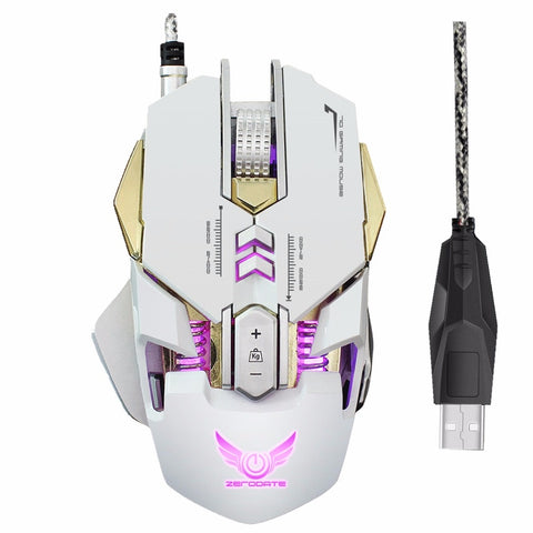 Wired USB E-sport Mouse 7 buttons 3200dpi Optical Mice White Gaming Mouse