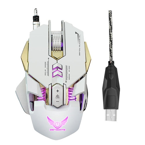 Wired USB E-sport Mouse 7 buttons 3200dpi Optical Mice White Gaming Mouse