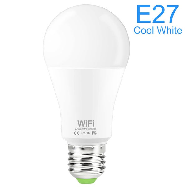 Intelligent Wifi E27 B22 Bulb RGB Warm Cool White Work with google home 15W AC85-265V Wifi Bulb LED Light Smart Life SMD 2835