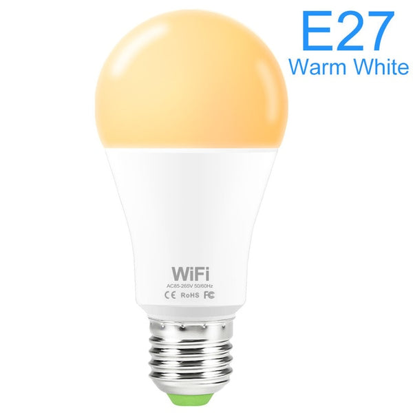 Intelligent Wifi E27 B22 Bulb RGB Warm Cool White Work with google home 15W AC85-265V Wifi Bulb LED Light Smart Life SMD 2835