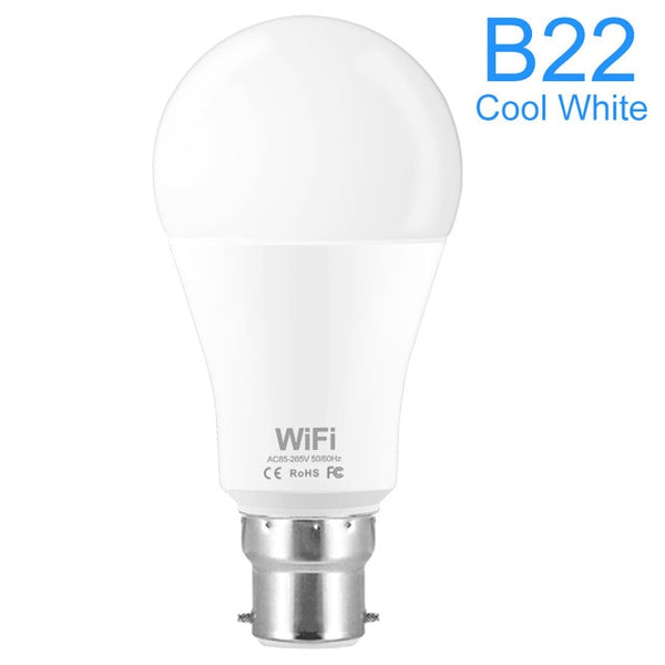 Intelligent Wifi E27 B22 Bulb RGB Warm Cool White Work with google home 15W AC85-265V Wifi Bulb LED Light Smart Life SMD 2835